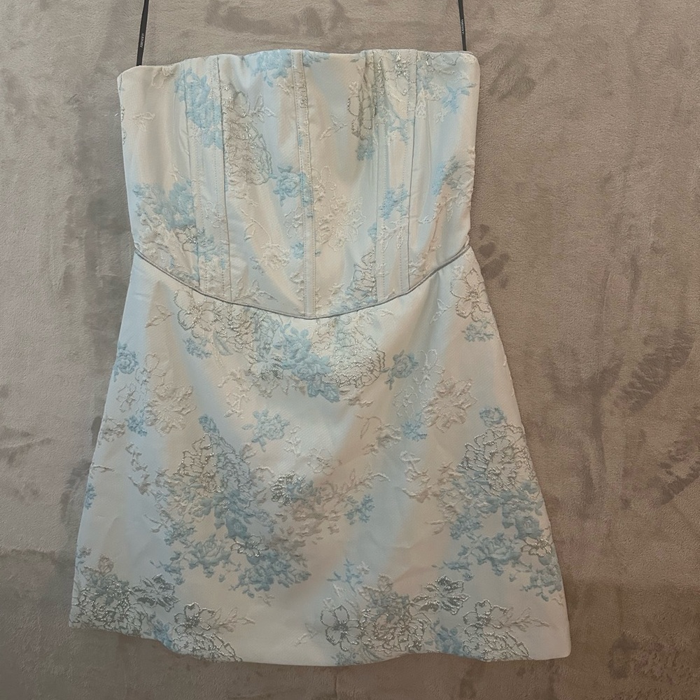 Forever 21 Blue Strapless Sheath‎ Dress Size Large Beachy Spring